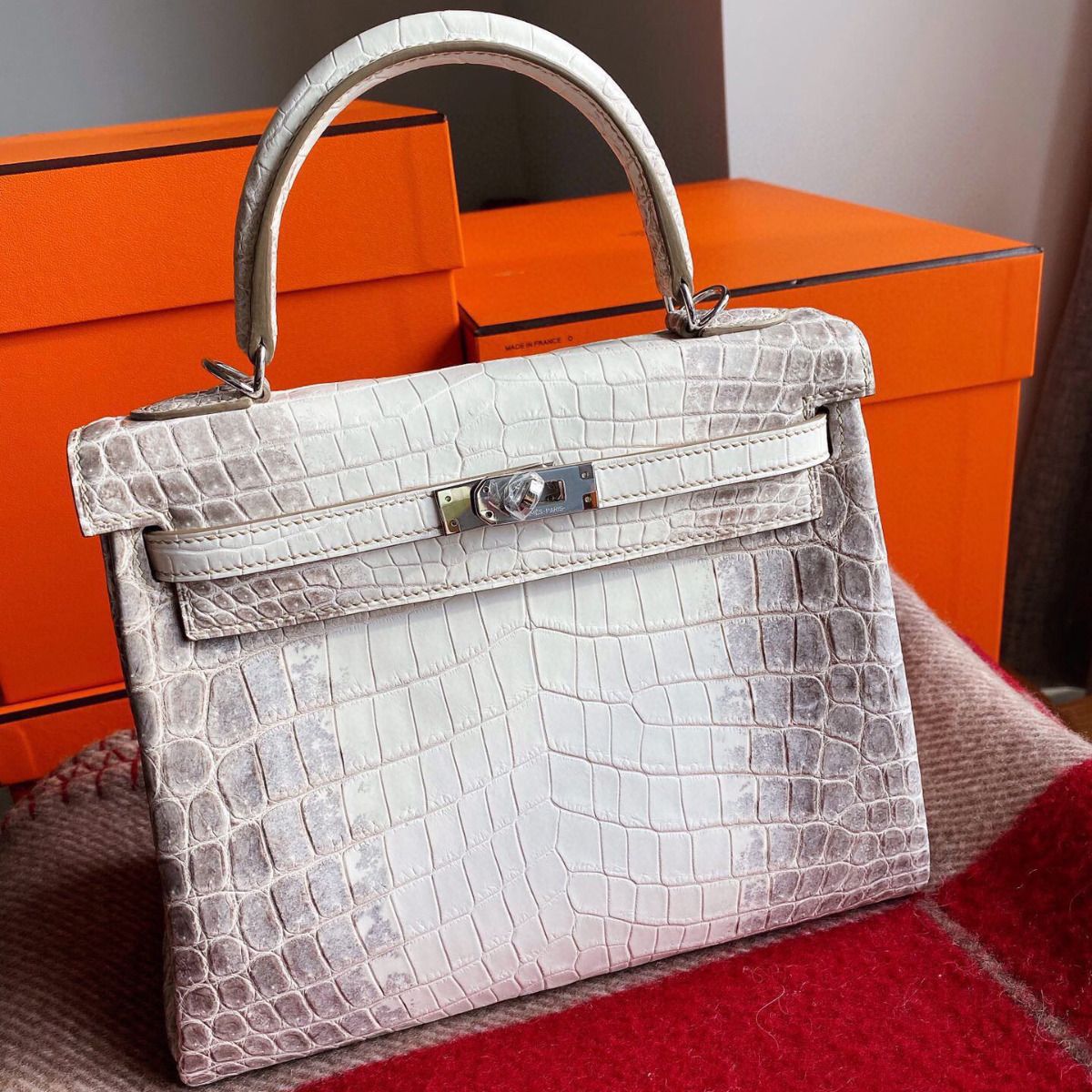 Hermès Kelly 25CM Women's Luxury Handmade Designer Handbag In Genuine Himalaya Crocodile Niloticus Skin - SUPER QUALITY