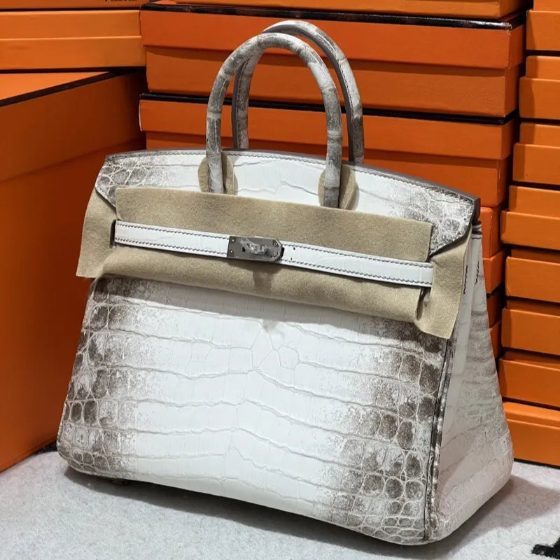 Hermès Birkin 25cm Women's Luxury Handmade Designer Handbag In Genuine Himalaya Niloticus Crocodile Skin - SUPER QUALITY