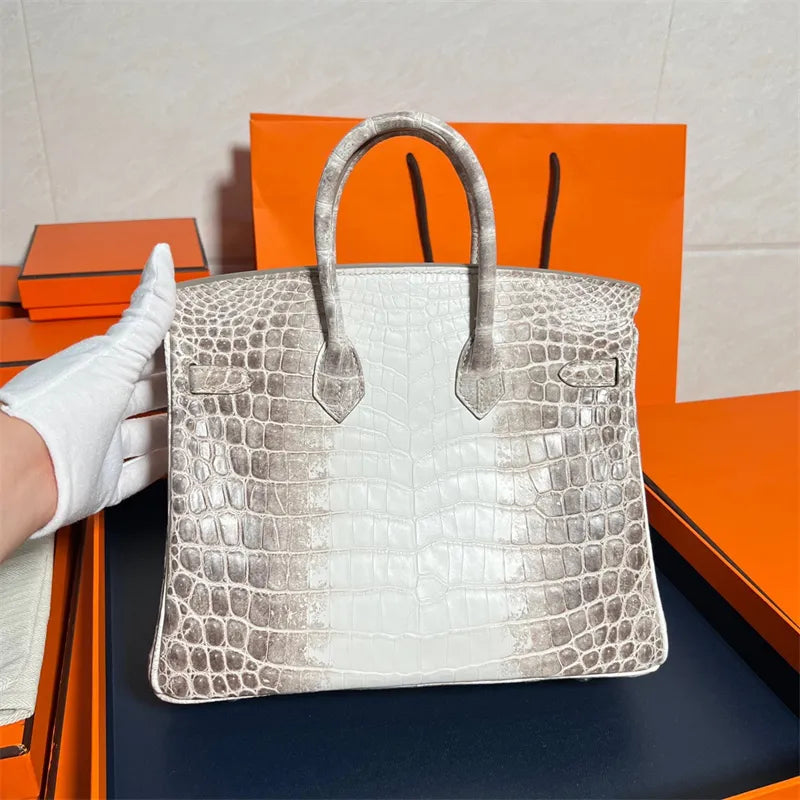 Hermès Birkin 25cm Women's Luxury Handmade Designer Handbag In Genuine Himalaya Niloticus Crocodile Skin - SUPER QUALITY