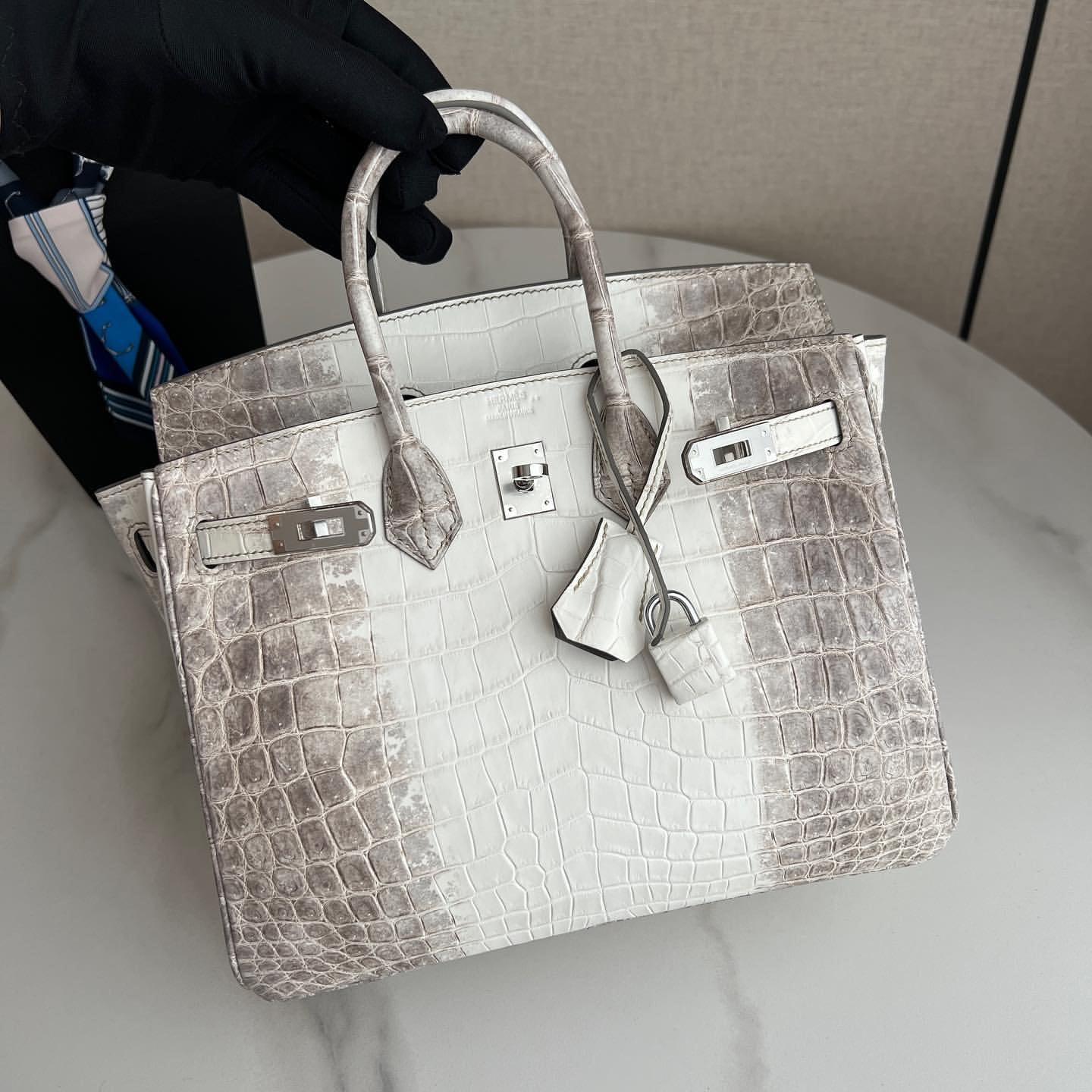 Hermès Birkin 25cm Women's Luxury Handmade Designer Handbag In Genuine Himalaya Niloticus Crocodile Skin - SUPER QUALITY