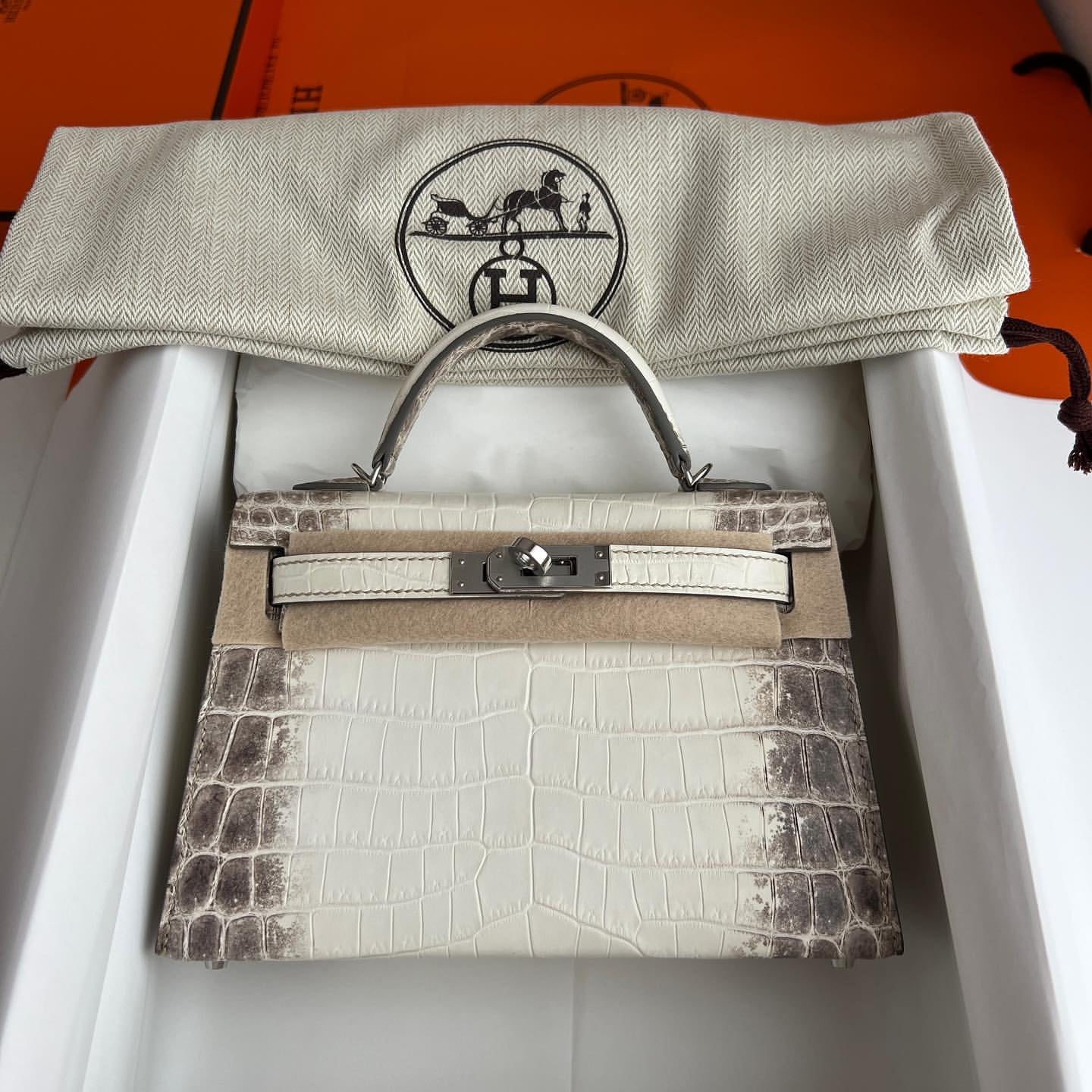 Hermès Mini II Kelly 20CM Women's Luxury Handmade Designer Handbag In Genuine Himalaya Crocodile Niloticus Skin - SUPER QUALITY