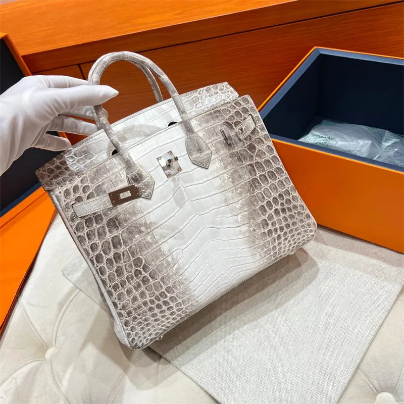 Hermès Birkin 25cm Women's Luxury Handmade Designer Handbag In Genuine Himalaya Niloticus Crocodile Skin - SUPER QUALITY