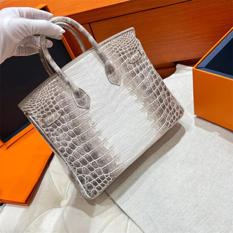 Hermès Birkin 25cm Women's Luxury Handmade Designer Handbag In Genuine Himalaya Niloticus Crocodile Skin - SUPER QUALITY