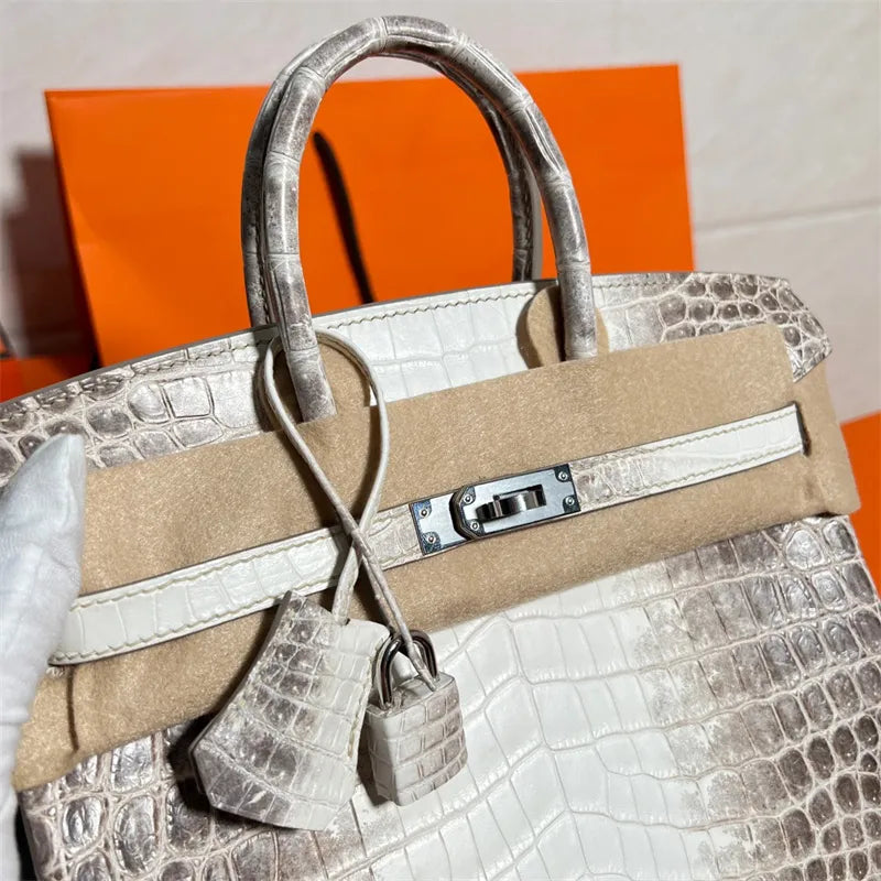 Hermès Birkin 25cm Women's Luxury Handmade Designer Handbag In Genuine Himalaya Niloticus Crocodile Skin - SUPER QUALITY