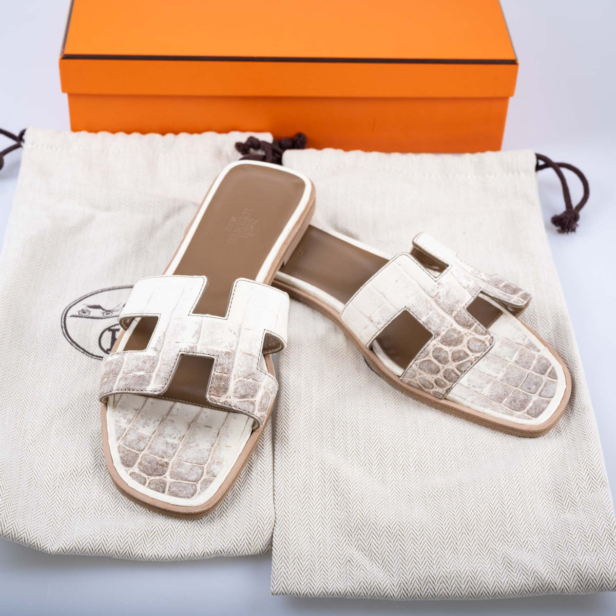 Hermès Himalayan Oran Sandals In Genuine Crocodile Niloticus Matte Skin - SUPER QUALITY