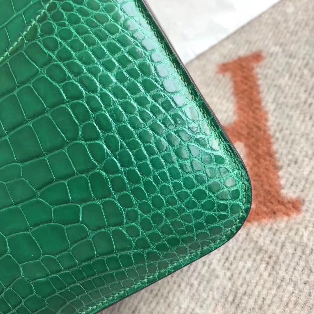 Hermès Constance 24CM Women's Luxury Handmade Designer Handbag In Genuine Green Niloticus Crocodile Skin - SUPER QUALITY