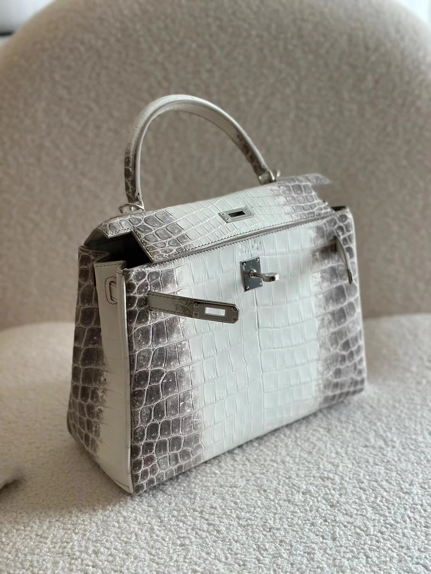 Hermès Mini II Kelly 20CM Women's Luxury Handmade Designer Handbag In Genuine Himalaya Crocodile Niloticus Skin - SUPER QUALITY